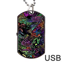 Trippy Dark Psychedelic Dog Tag USB Flash (Two Sides) from ArtsNow.com Back