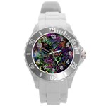 Trippy Dark Psychedelic Round Plastic Sport Watch (L)