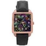 Trippy Dark Psychedelic Rose Gold Leather Watch 