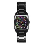 Trippy Dark Psychedelic Stainless Steel Barrel Watch