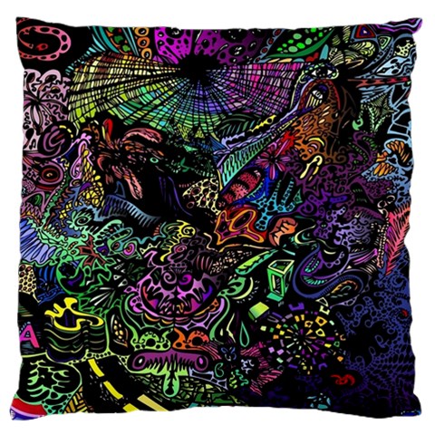 Trippy Dark Psychedelic Large Premium Plush Fleece Cushion Case (One Side) from ArtsNow.com Front