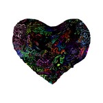 Trippy Dark Psychedelic Standard 16  Premium Flano Heart Shape Cushions