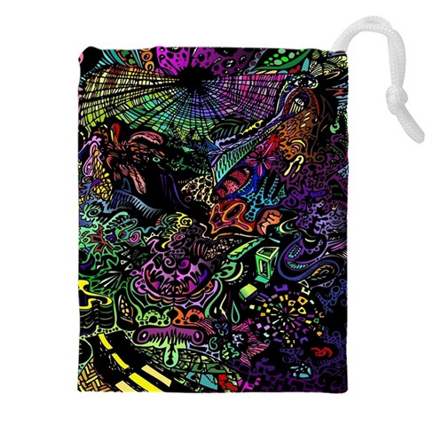 Trippy Dark Psychedelic Drawstring Pouch (4XL) from ArtsNow.com Front