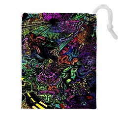 Trippy Dark Psychedelic Drawstring Pouch (4XL) from ArtsNow.com Front