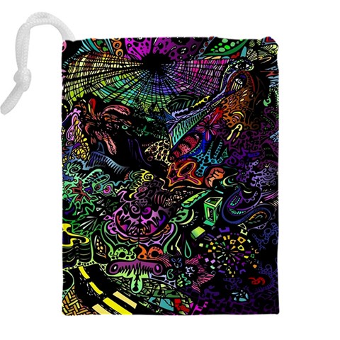 Trippy Dark Psychedelic Drawstring Pouch (4XL) from ArtsNow.com Back
