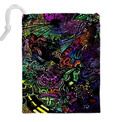 Trippy Dark Psychedelic Drawstring Pouch (4XL) from ArtsNow.com Back