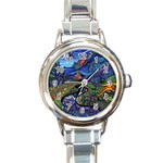 Psychedelic Landscape Round Italian Charm Watch
