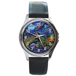 Psychedelic Landscape Round Metal Watch