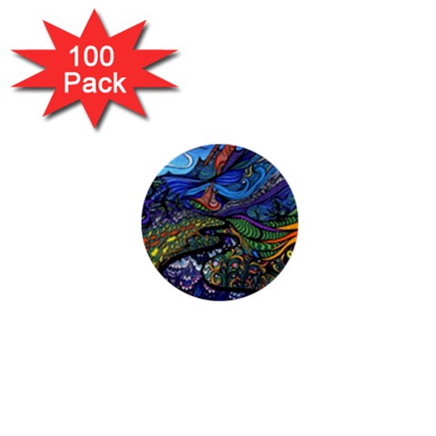 Psychedelic Landscape 1  Mini Buttons (100 pack)  from ArtsNow.com Front