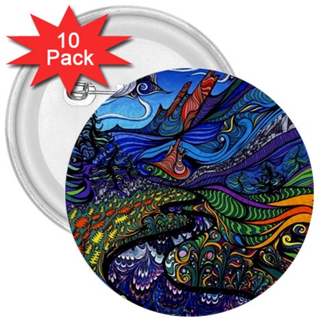 Psychedelic Landscape 3  Buttons (10 pack)  from ArtsNow.com Front