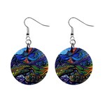 Psychedelic Landscape Mini Button Earrings