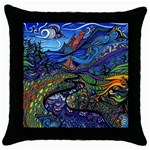 Psychedelic Landscape Throw Pillow Case (Black)