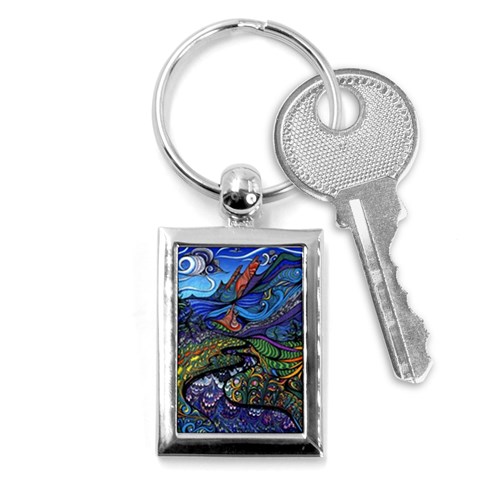 Psychedelic Landscape Key Chain (Rectangle) from ArtsNow.com Front