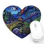 Psychedelic Landscape Heart Mousepad