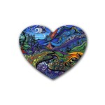 Psychedelic Landscape Rubber Coaster (Heart)