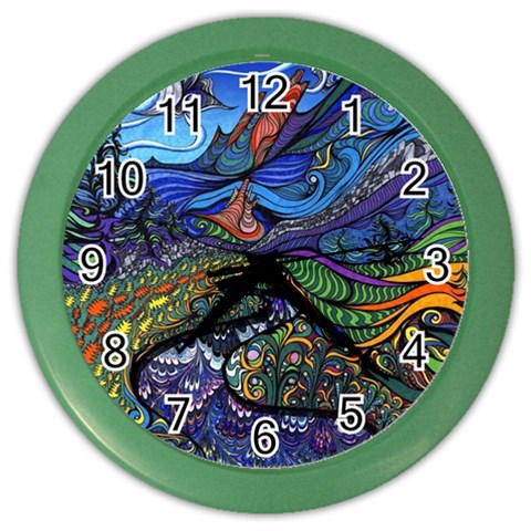 Psychedelic Landscape Color Wall Clock from ArtsNow.com Front