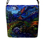 Psychedelic Landscape Flap Closure Messenger Bag (L)
