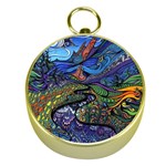 Psychedelic Landscape Gold Compasses