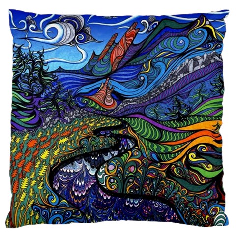 Psychedelic Landscape Large Premium Plush Fleece Cushion Case (One Side) from ArtsNow.com Front