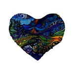 Psychedelic Landscape Standard 16  Premium Flano Heart Shape Cushions