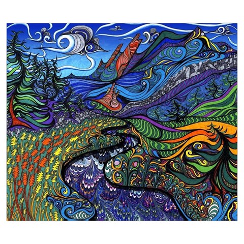 Psychedelic Landscape Zipper Large Tote Bag from ArtsNow.com Front