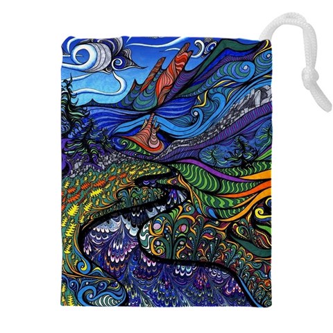 Psychedelic Landscape Drawstring Pouch (4XL) from ArtsNow.com Front