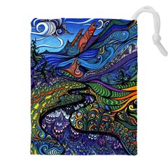 Psychedelic Landscape Drawstring Pouch (4XL) from ArtsNow.com Front