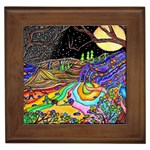 Nature Moon Psychedelic Painting Framed Tile