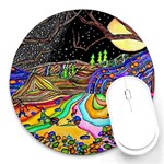 Nature Moon Psychedelic Painting Round Mousepad