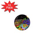 Nature Moon Psychedelic Painting 1  Mini Buttons (10 pack) 