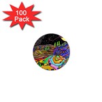 Nature Moon Psychedelic Painting 1  Mini Magnets (100 pack) 