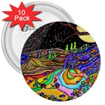 Nature Moon Psychedelic Painting 3  Buttons (10 pack) 
