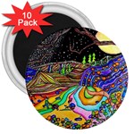 Nature Moon Psychedelic Painting 3  Magnets (10 pack) 