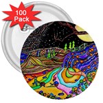 Nature Moon Psychedelic Painting 3  Buttons (100 pack) 