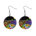 Nature Moon Psychedelic Painting Mini Button Earrings