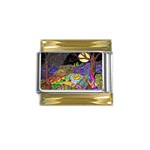 Nature Moon Psychedelic Painting Gold Trim Italian Charm (9mm)
