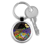 Nature Moon Psychedelic Painting Key Chain (Round)