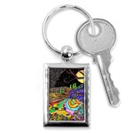 Nature Moon Psychedelic Painting Key Chain (Rectangle)