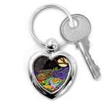 Nature Moon Psychedelic Painting Key Chain (Heart)