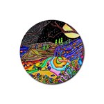 Nature Moon Psychedelic Painting Rubber Round Coaster (4 pack)