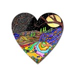 Nature Moon Psychedelic Painting Heart Magnet