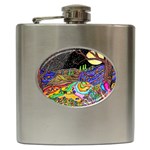 Nature Moon Psychedelic Painting Hip Flask (6 oz)