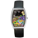 Nature Moon Psychedelic Painting Barrel Style Metal Watch
