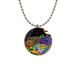 Nature Moon Psychedelic Painting 1  Button Necklace