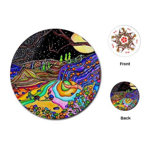 Nature Moon Psychedelic Painting Playing Cards Single Design (Round) from ArtsNow.com Front