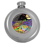 Nature Moon Psychedelic Painting Round Hip Flask (5 oz)
