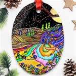 Nature Moon Psychedelic Painting Oval Ornament (Two Sides)