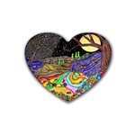 Nature Moon Psychedelic Painting Rubber Coaster (Heart)