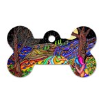 Nature Moon Psychedelic Painting Dog Tag Bone (Two Sides)