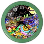 Nature Moon Psychedelic Painting Color Wall Clock